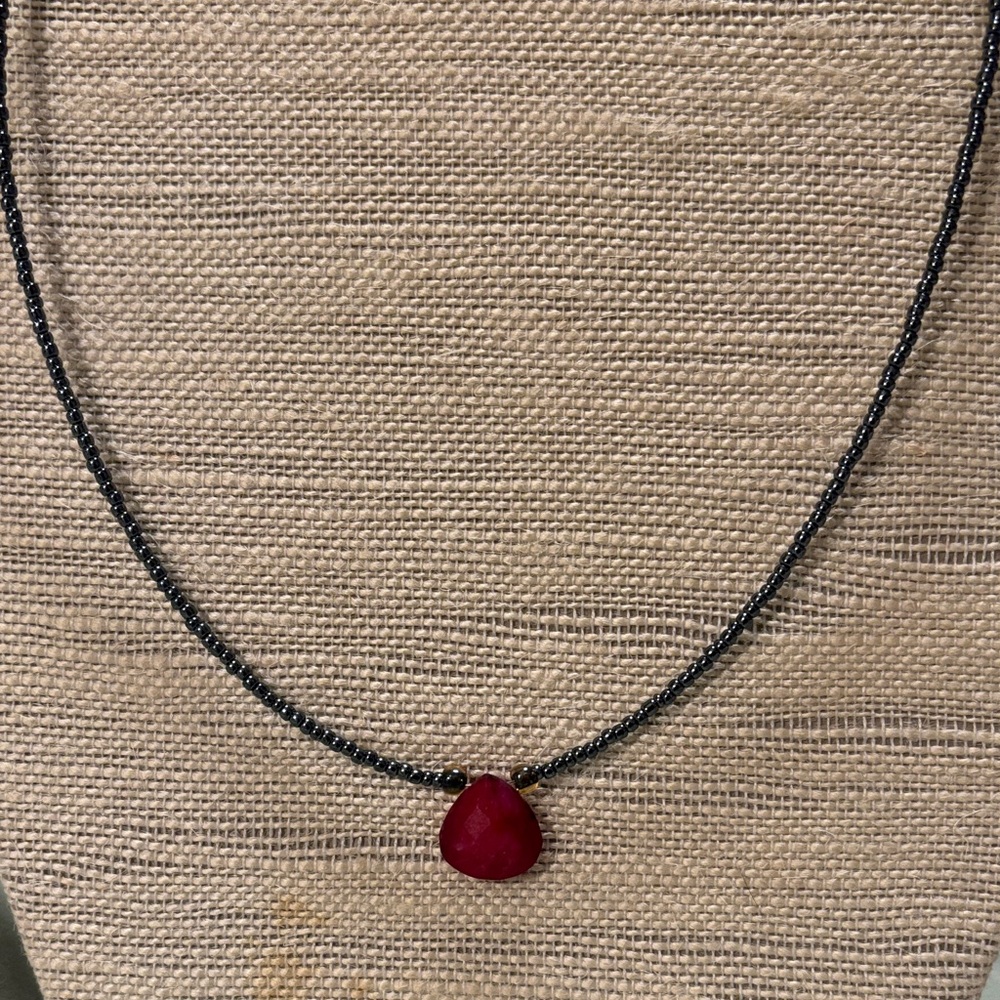 Ruby pendant and bead Necklace